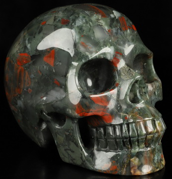 5.0" African Bloodstone Hand Carved Crystal Skull, Realistic, Crystal Healing