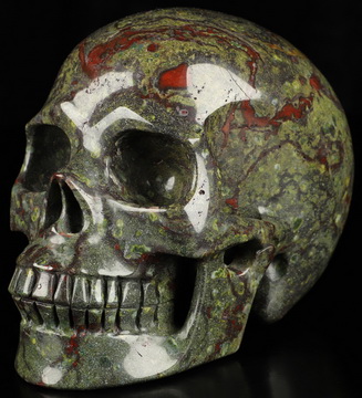 5.0" African Bloodstone Hand Carved Crystal Skull, Realistic, Crystal Healing
