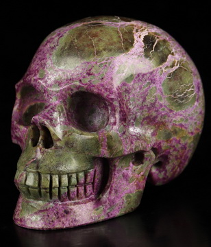 2.0" Stichtite and Serpentine Hand Carved Crystal Skull, Realistic, Crystal Healing