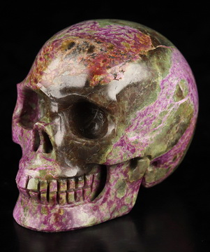 2.0" Stichtite and Serpentine Hand Carved Crystal Skull, Realistic, Crystal Healing