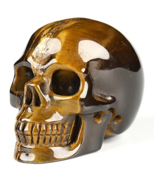 2.0" Gold Tiger's Eye Hand Carved Crystal Skull, Realistic, Crystal Healing
