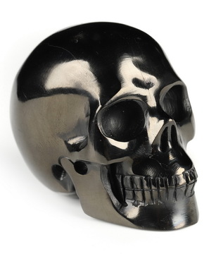 2.0" Jet Hand Carved Crystal Skull, Realistic, Crystal Healing