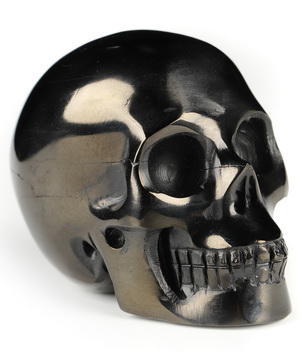 2.0" Jet Hand Carved Crystal Skull, Realistic, Crystal Healing