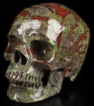 5.0" Dragon Blood Jasper Hand Carved Crystal Skull, Super Realistic, Crystal Healing