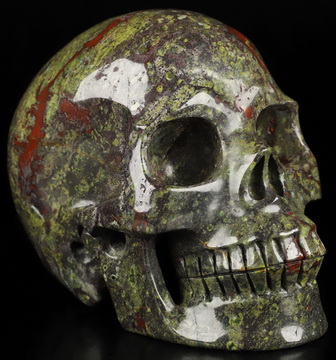 5.0" Dragon Blood Jasper Hand Carved Crystal Skull, Realistic, Crystal Healing