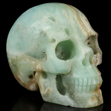 2.0" Blue Aragonite Hand Carved Crystal Skull, Realistic, Crystal Healing