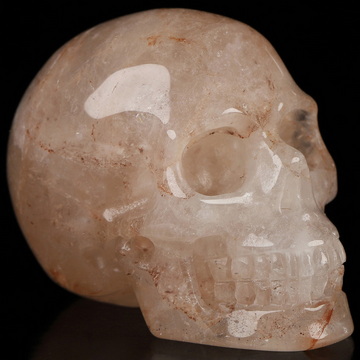 2.0" Fire Quartz Hand Carved Crystal Skull, Realistic, Crystal Healing