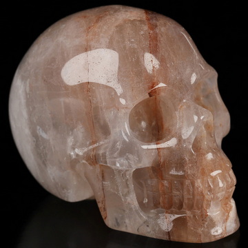 2.0" Fire Quartz Hand Carved Crystal Skull, Realistic, Crystal Healing