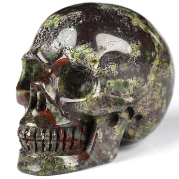 2.0" Dragon Blood Jasper Hand Carved Crystal Skull, Realistic, Crystal Healing