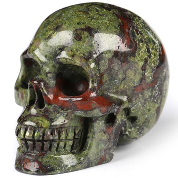 2.0" Dragon Blood Jasper Hand Carved Crystal Skull, Realistic, Crystal Healing