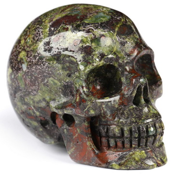 2.0" Dragon Blood Jasper Hand Carved Crystal Skull, Realistic, Crystal Healing