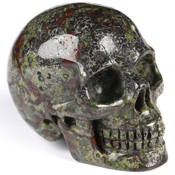 2.0" Dragon Blood Jasper Hand Carved Crystal Skull, Realistic, Crystal Healing
