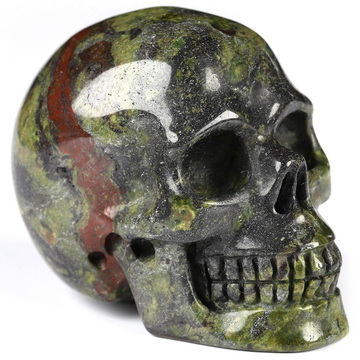 2.0" Dragon Blood Jasper Hand Carved Crystal Skull, Realistic, Crystal Healing