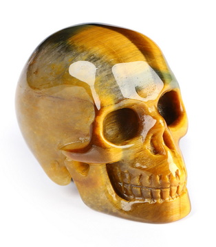 Gemstone 1.5" Blue & Gold Tiger's Eye Hand Carved Crystal Skull, Realistic, Crystal Healing