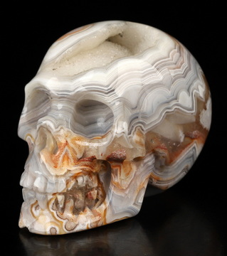 Gemstone 1.3" Red Crazy Lace Agate Hand Carved Crystal Skull, Realistic, Crystal Healing