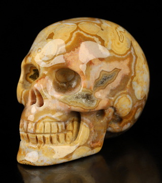1.3" Ocean Jasper Hand Carved Crystal Skull, Realistic, Crystal Healing