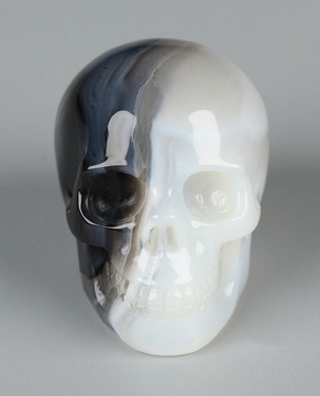 1.1" Gray Agate Hand Carved Crystal Skull, Realistic, Crystal Healing