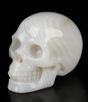 1.1" Banded Agate Hand Carved Crystal Skull, Realistic, Crystal Healing