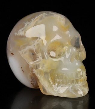 1.1" Green Moss Agate Hand Carved Crystal Skull, Realistic, Crystal Healing