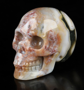 1.1" Ocean Jasper Hand Carved Crystal Skull, Realistic, Crystal Healing