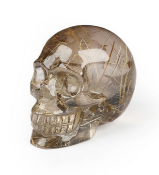 Gemstone 1.1" Rutilated Quartz Rock Crystal Hand Carved Crystal Skull, Realistic, Crystal Healing