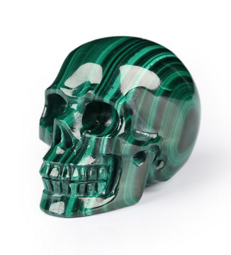 Gemstone 1.1" Malachite Hand Carved Crystal Skull, Realistic, Crystal Healing