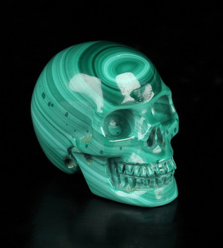 Gemstone 0.9" Malachite Hand Carved Crystal Skull, Realistic, Crystal Healing