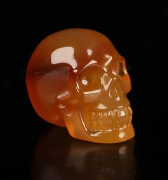 0.9" Carnelian Hand Carved Crystal Skull, Realistic, Crystal Healing