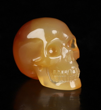 0.9" Carnelian Hand Carved Crystal Skull, Realistic, Crystal Healing