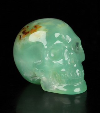 0.9" Chrysoprase Hand Carved Crystal Skull, Realistic, Crystal Healing