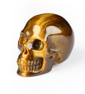 0.9" Gold Tiger's Eye Hand Carved Crystal Skull, Realistic, Crystal Healing