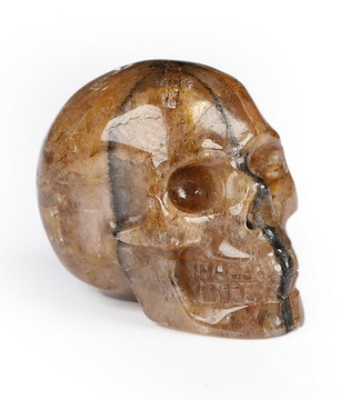 0.9" Chiastolite Hand Carved Crystal Skull, Realistic, Crystal Healing