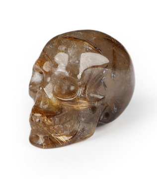 Gemstone 0.8" Rutilated Quartz Rock Crystal Hand Carved Crystal Skull, Realistic, Crystal Healing