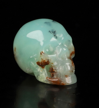 0.7" Chrysoprase Hand Carved Crystal Skull, Realistic, Crystal Healing