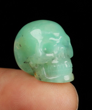 0.7" Chrysoprase Hand Carved Crystal Skull, Realistic, Crystal Healing