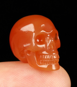 0.7" Carnelian Hand Carved Crystal Skull, Realistic, Crystal Healing