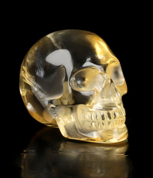 Gemstone 0.7" Citrine Hand Carved Crystal Skull, Realistic, Crystal Healing