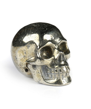 0.7" Pyrite Hand Carved Crystal Skull, Realistic, Crystal Healing