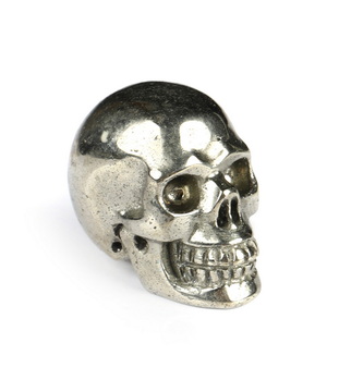 0.7" Pyrite Hand Carved Crystal Skull, Realistic, Crystal Healing