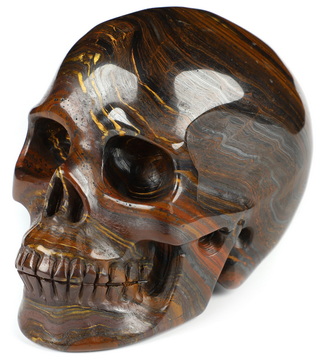 3.9" Colorful Tiger Iron Eye Hand Carved Crystal Skull, Realistic, Crystal Healing