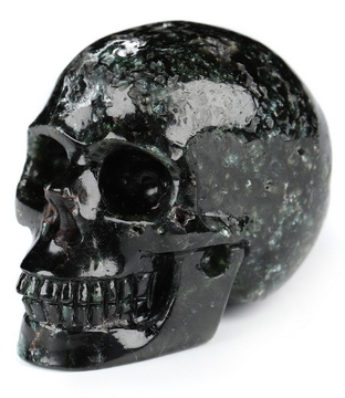1.8" Seraphinite Hand Carved Crystal Skull, Realistic, Crystal Healing