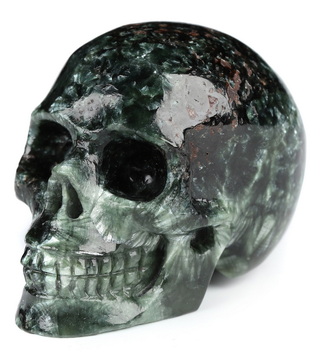 1.8" Seraphinite Hand Carved Crystal Skull, Realistic, Crystal Healing