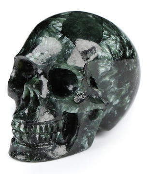 1.8" Seraphinite Hand Carved Crystal Skull, Realistic, Crystal Healing