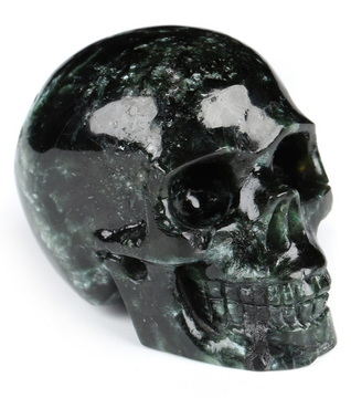 1.8" Seraphinite Hand Carved Crystal Skull, Realistic, Crystal Healing