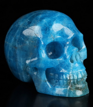 2.0" Blue Apatite Hand Carved Crystal Skull, Realistic, Crystal Healing