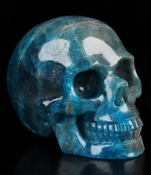 2.0" Blue Apatite Hand Carved Crystal Skull, Realistic, Crystal Healing