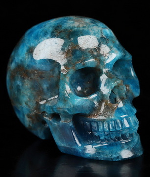 2.0" Blue Apatite Hand Carved Crystal Skull, Realistic, Crystal Healing