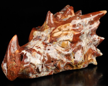 5.9" Sphalerite Hand Carved Crystal Dragon Head Skull Sculpture, Crystal Healing