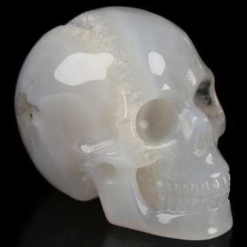 2.0" Agate Geode Hand Carved Crystal Skull, Realistic, Crystal Healing