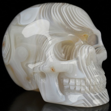 2.0" Banded Agate Hand Carved Crystal Skull, Realistic, Crystal Healing